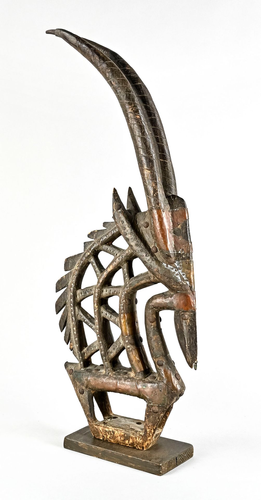 Null Pied de danse sculpté avec art Figure d'antilope Tjiwara, Bambara, Mali, ré&hellip;