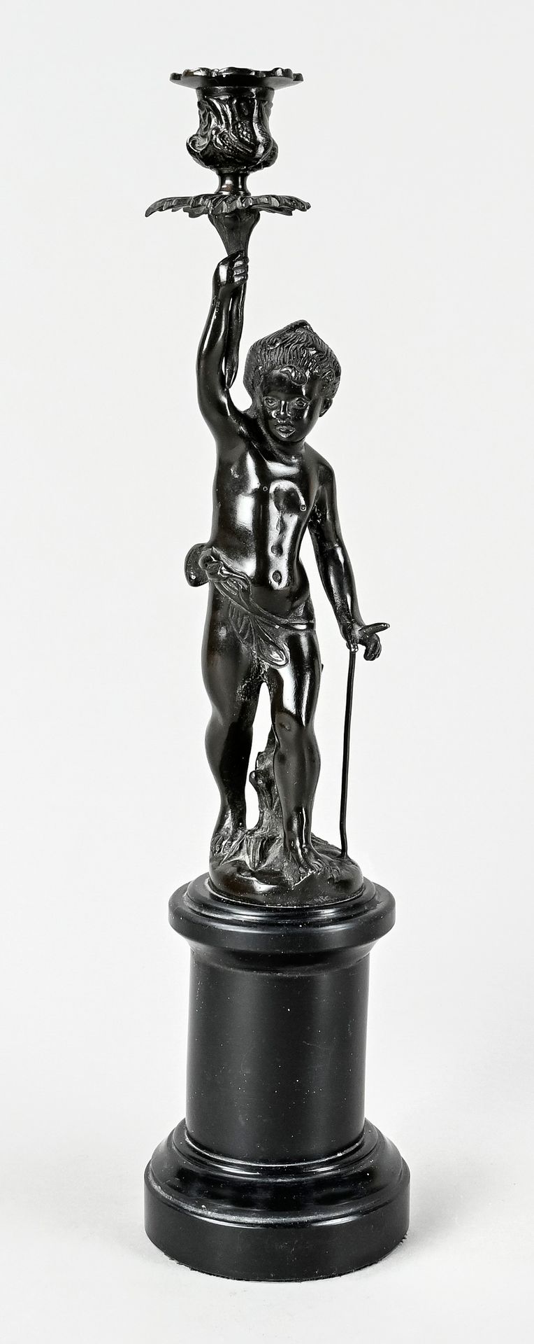 Null Candelero de bronce con ángel, Francia, 2ª mitad del siglo XX, bronce, altu&hellip;