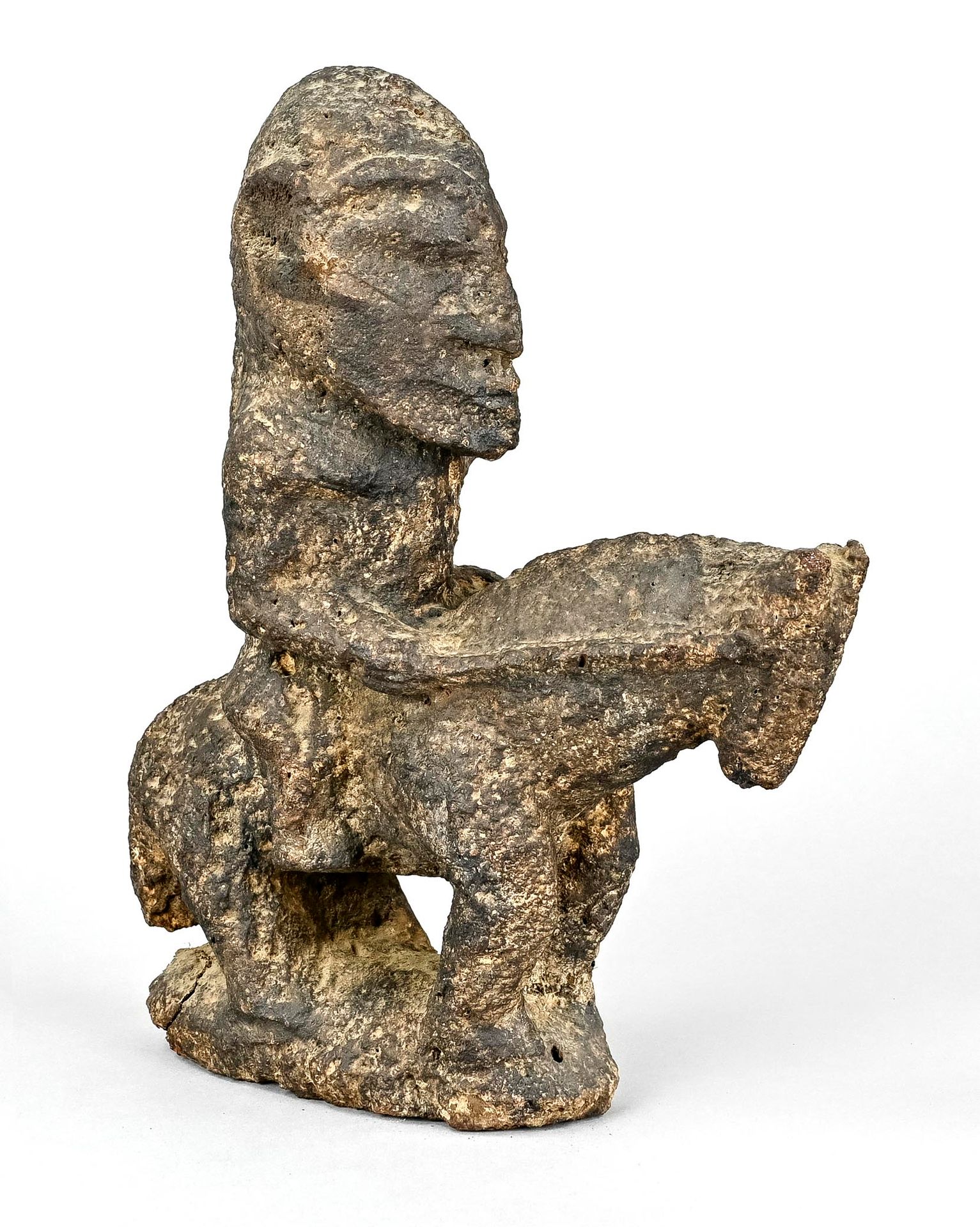 Null equestrian figure, Africa/Oceania, exceptional work, height 30 cm x 26 cm