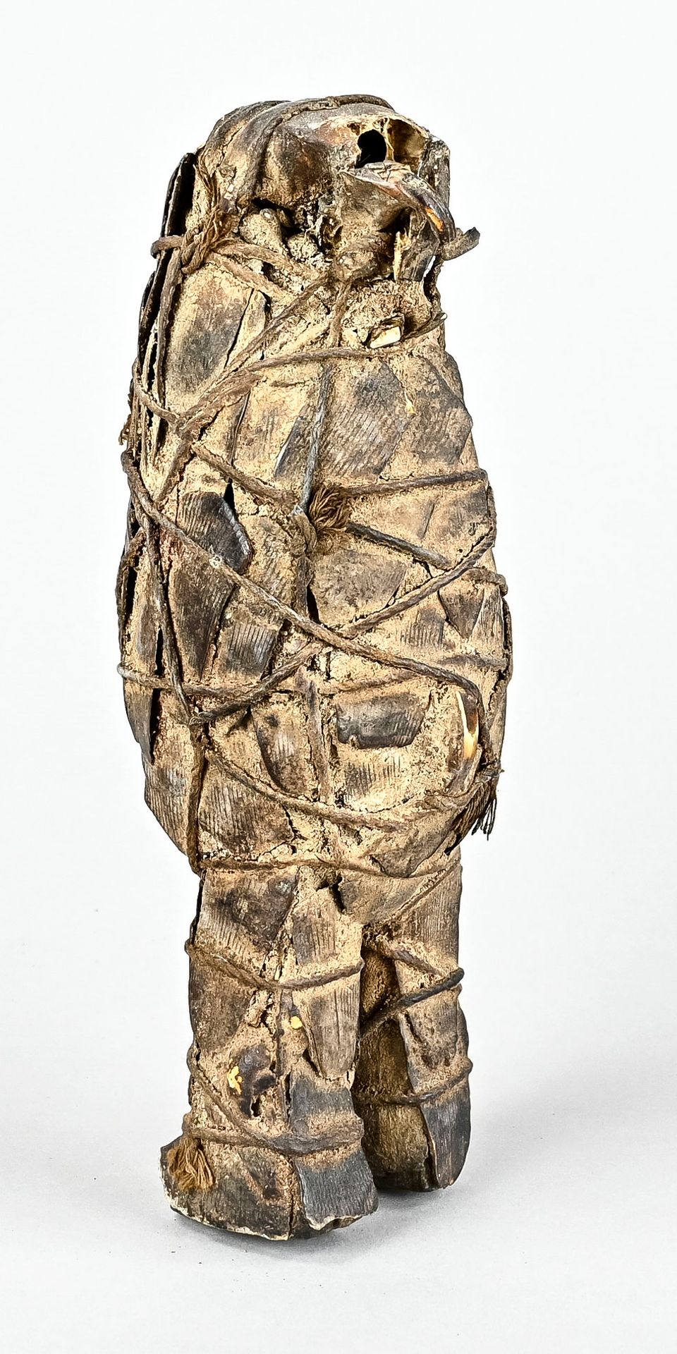 Null Vogelmumie, Ägypten?, eingeschnürt, Länge ca. 22 cm