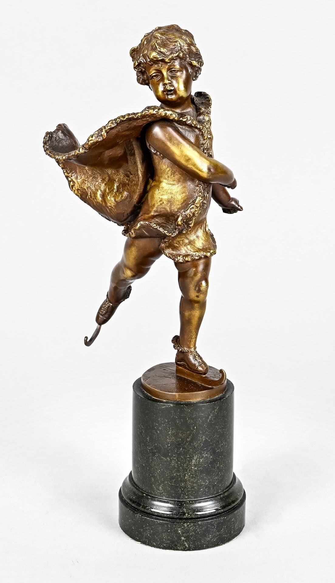 Null Monogramma "J. N.", figura in bronzo, Francia/Parigi c. 1880, "Skater", bro&hellip;