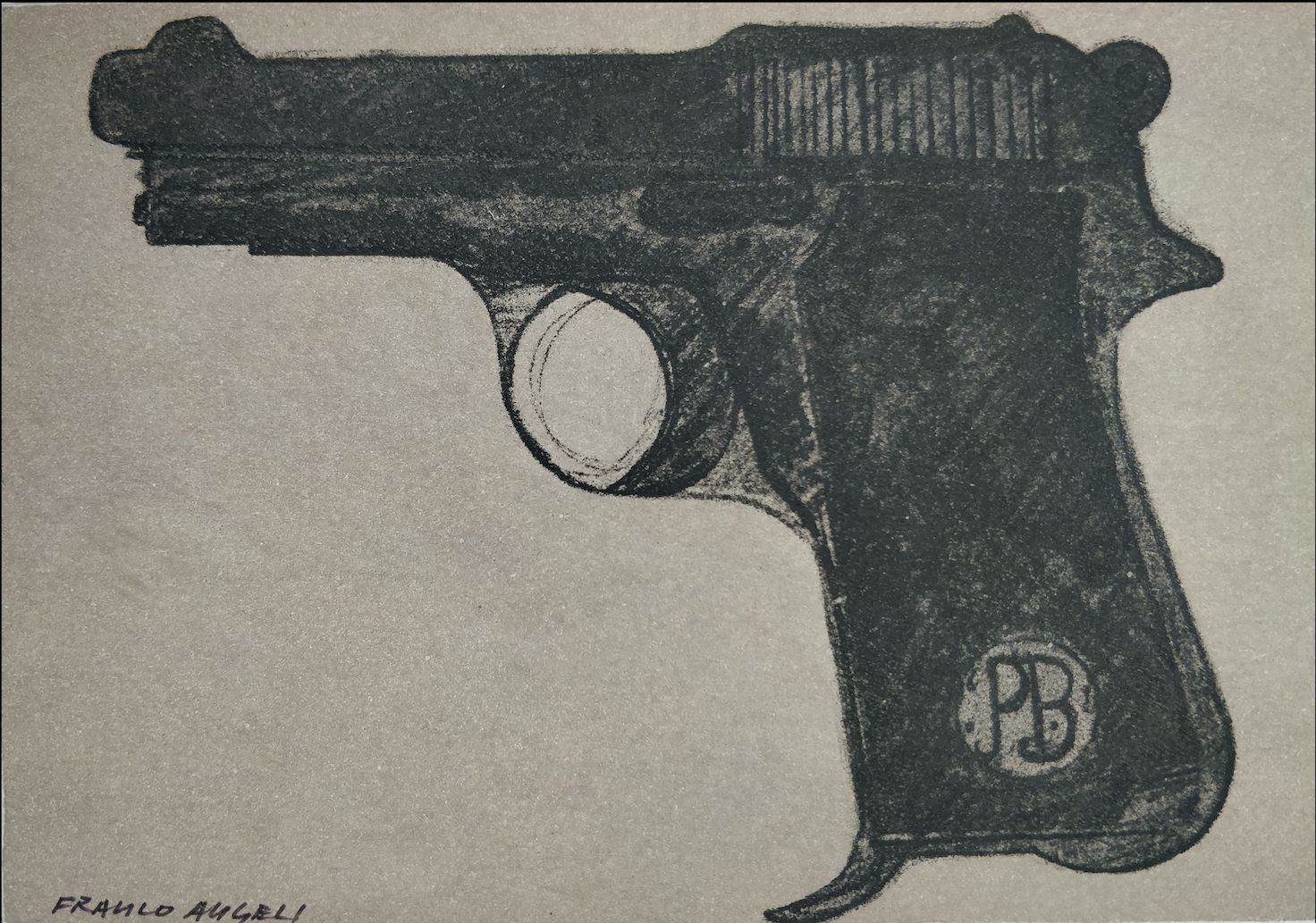 Null Franco Angeli Matita en carta 12,5x17,5 Pistola Beretta 1970 Archivo en fot&hellip;