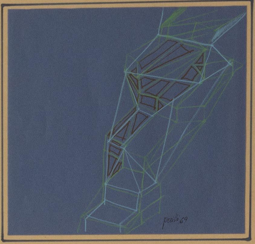 Null Achile Perilli 纸张技术 26x27 无标题 1969年艺术家的签名照片 底部固定的照片