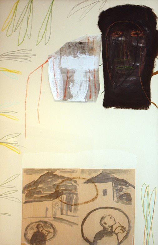 Mimmo Paladino Senza titolo 1990 Mimmo Paladino 纸板上的混合媒体和拼贴画 100x70 无题 1990 由艺术家&hellip;