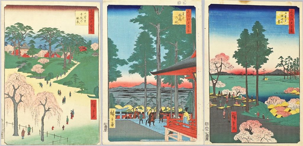 Null Hiroshige, Utagawa (1797 - 1858)Three works from the series "meishso edo hy&hellip;