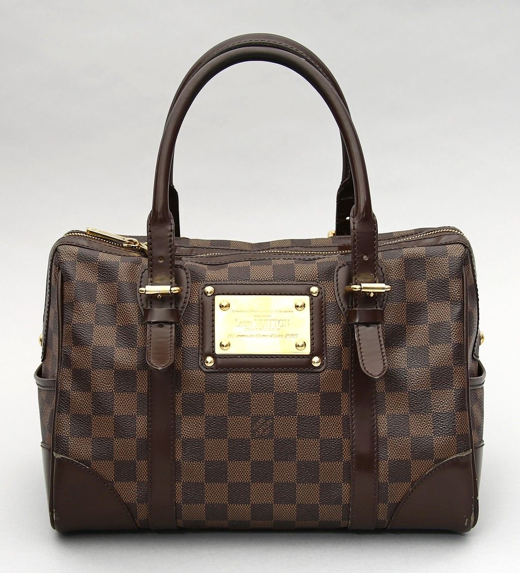 Damentasche "Berkeley", Louis Vuitton. Damier canvas. Dark brown hardware. Gold-&hellip;