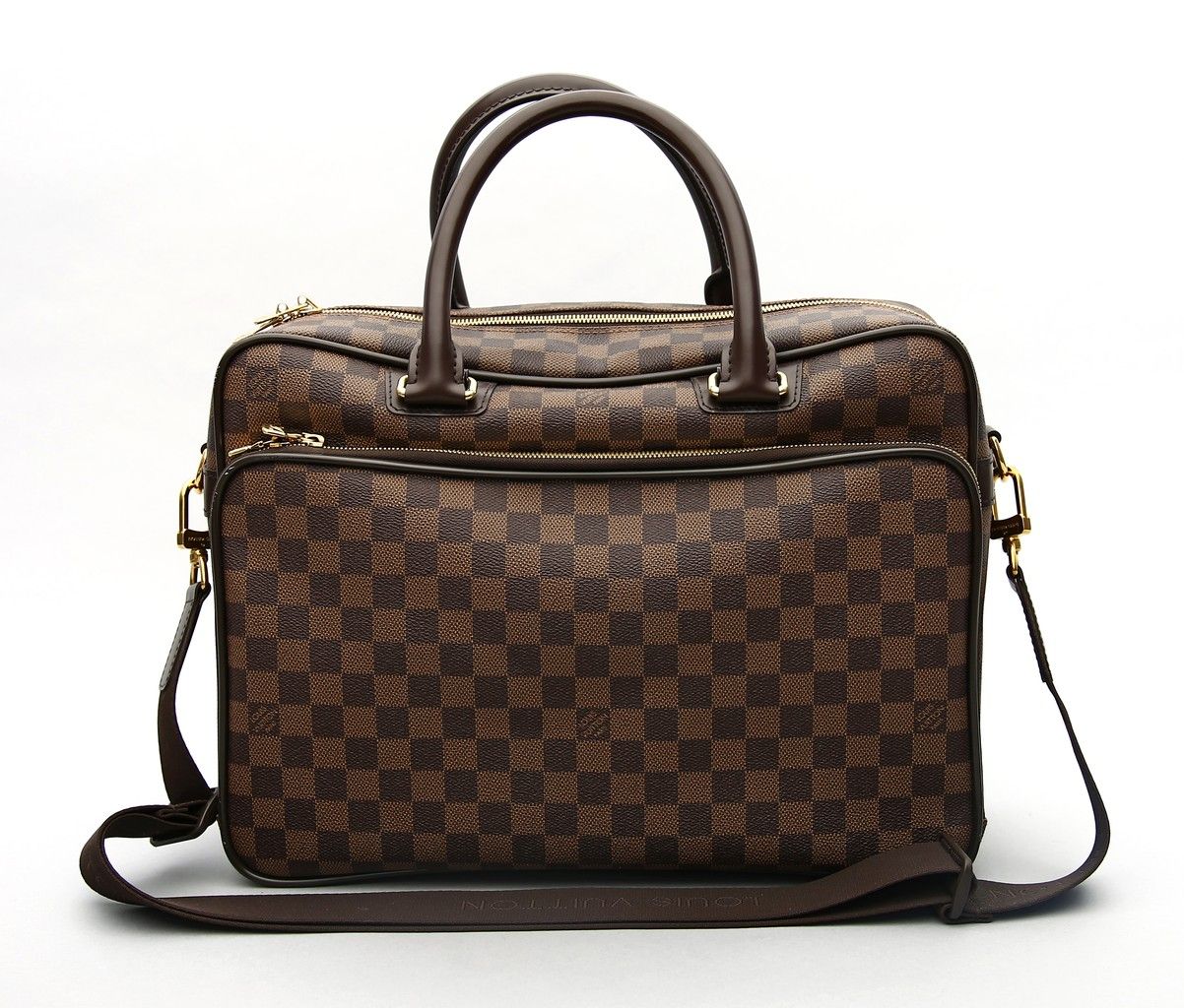 Tasche "Icare", Louis Vuitton. Lona Damier, cuero marrón y herrajes dorados. Dos&hellip;