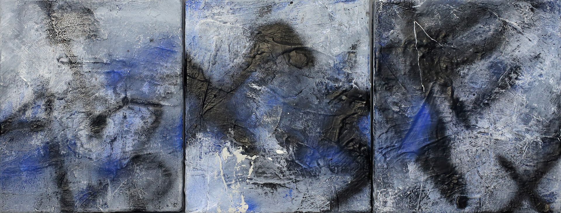 Hupe, Dirk (1960 Essen- Mühlheim 2021) Triptych. Abstract representations in blu&hellip;