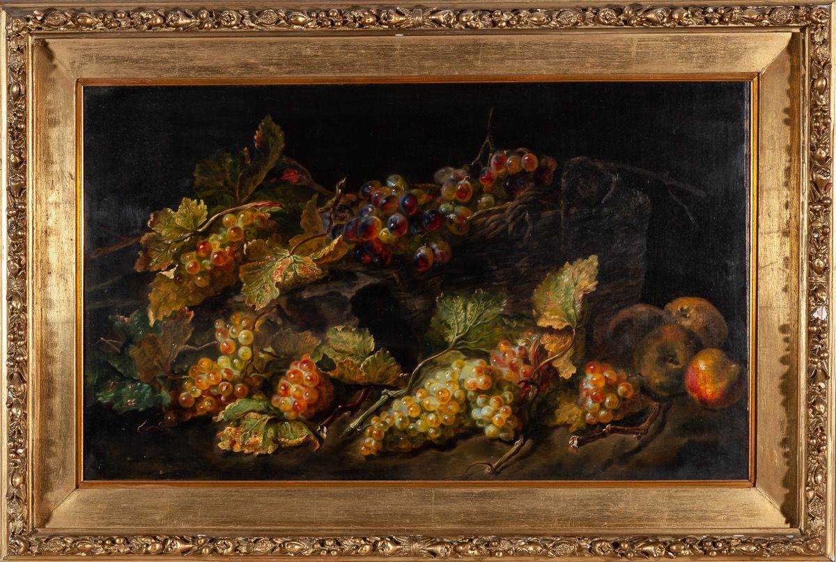 Null 法国学校，19世纪
"静物与葡萄
布面油画
50,5 x 85 cm
600 - 800 €