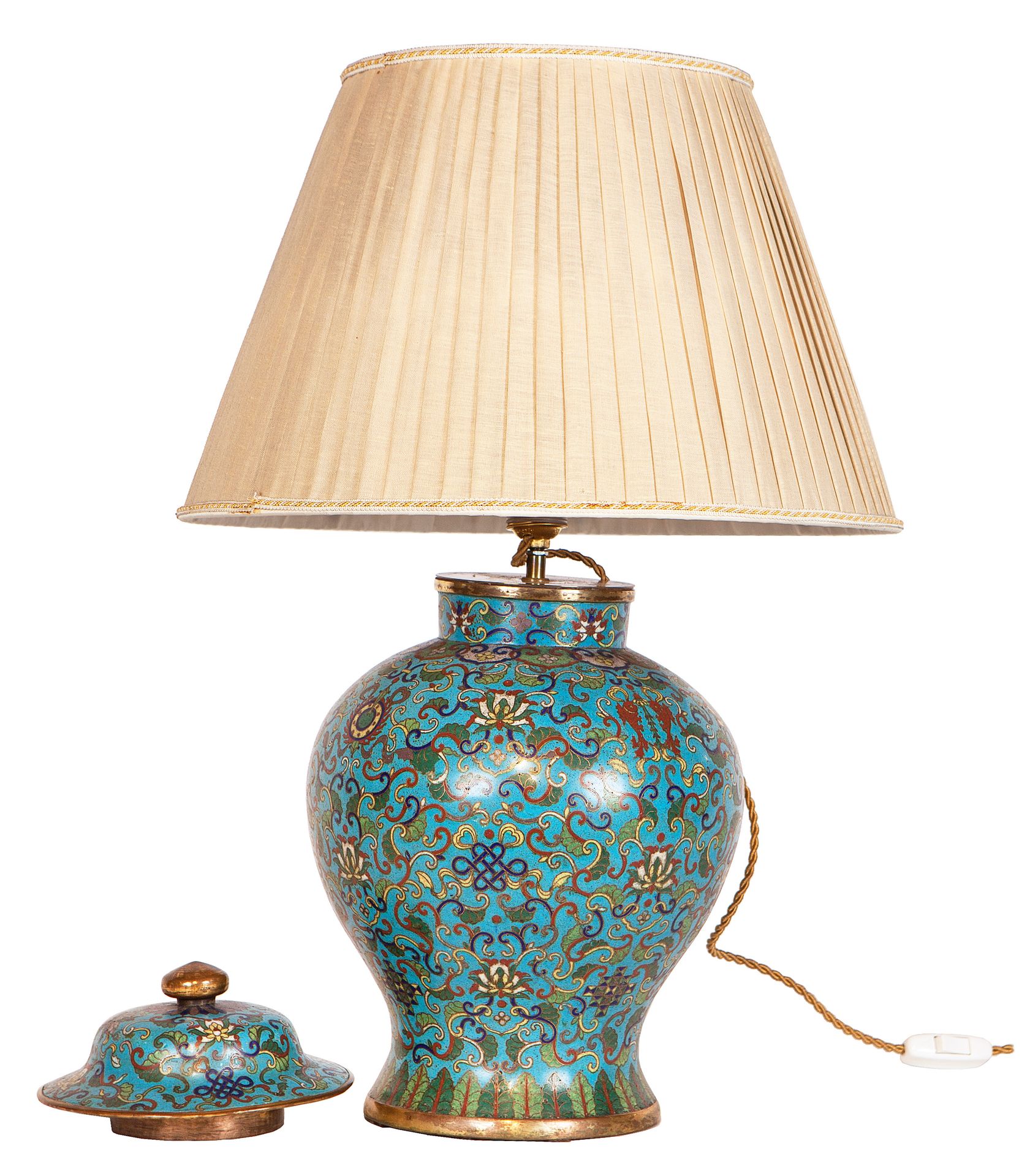 Null Vaso e coperchio in smalto cloisionné cinese montato come lampada da tavolo&hellip;