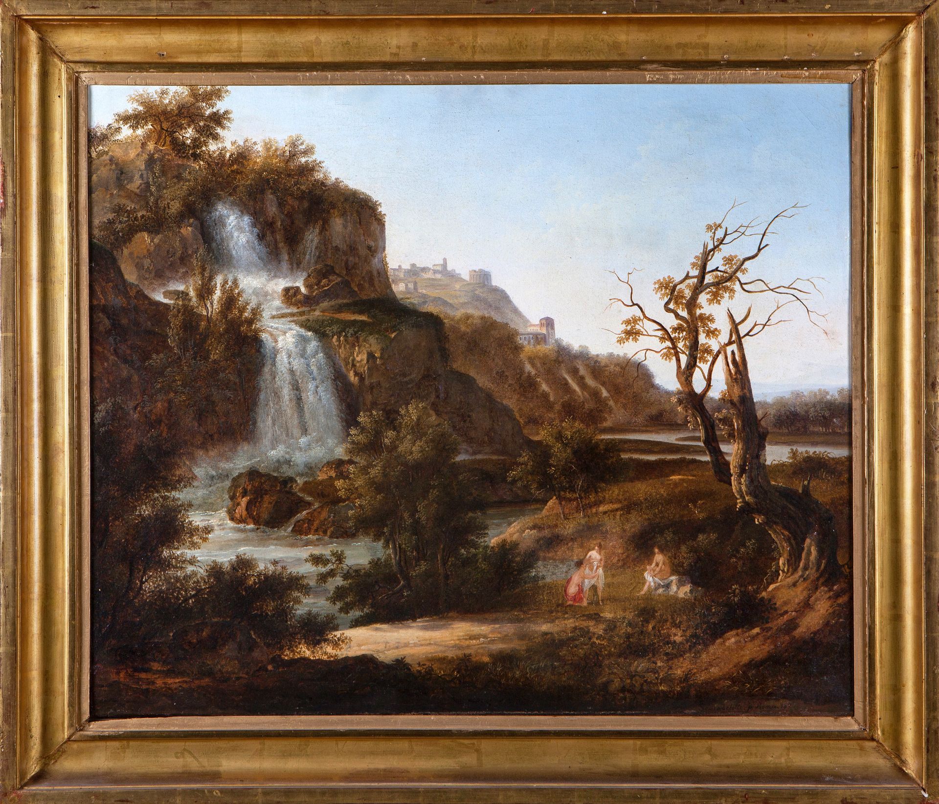 Null LORENZO ESCARABELOTTO (Trieste, 1796 - 1868)
"有瀑布的风景
布面油画
在罗马签名：183-
62 x 7&hellip;
