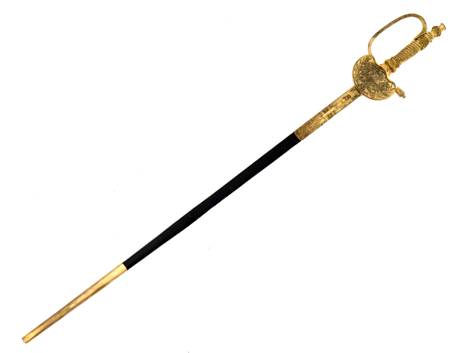 Null 
一把稀缺的俄罗斯可折叠宫廷剑，M1855年由Zlatoust武器厂制造（在刀片上有标记），另一面有NII的密码。蛤壳式护手上装饰着覆有鎏金青铜的俄罗&hellip;