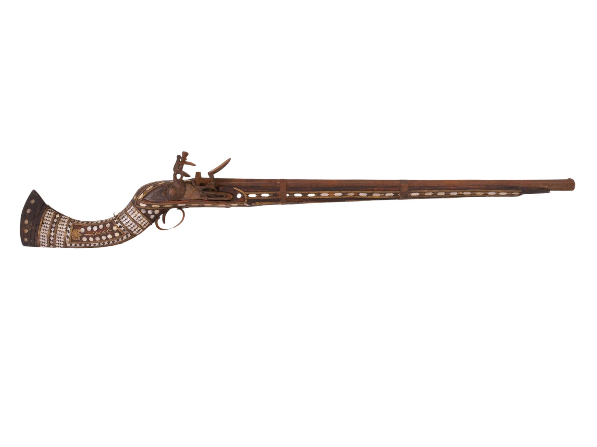 Null Fusil à silex afghan "Jezail", vers 1800. La crosse est décorée d'incrustat&hellip;