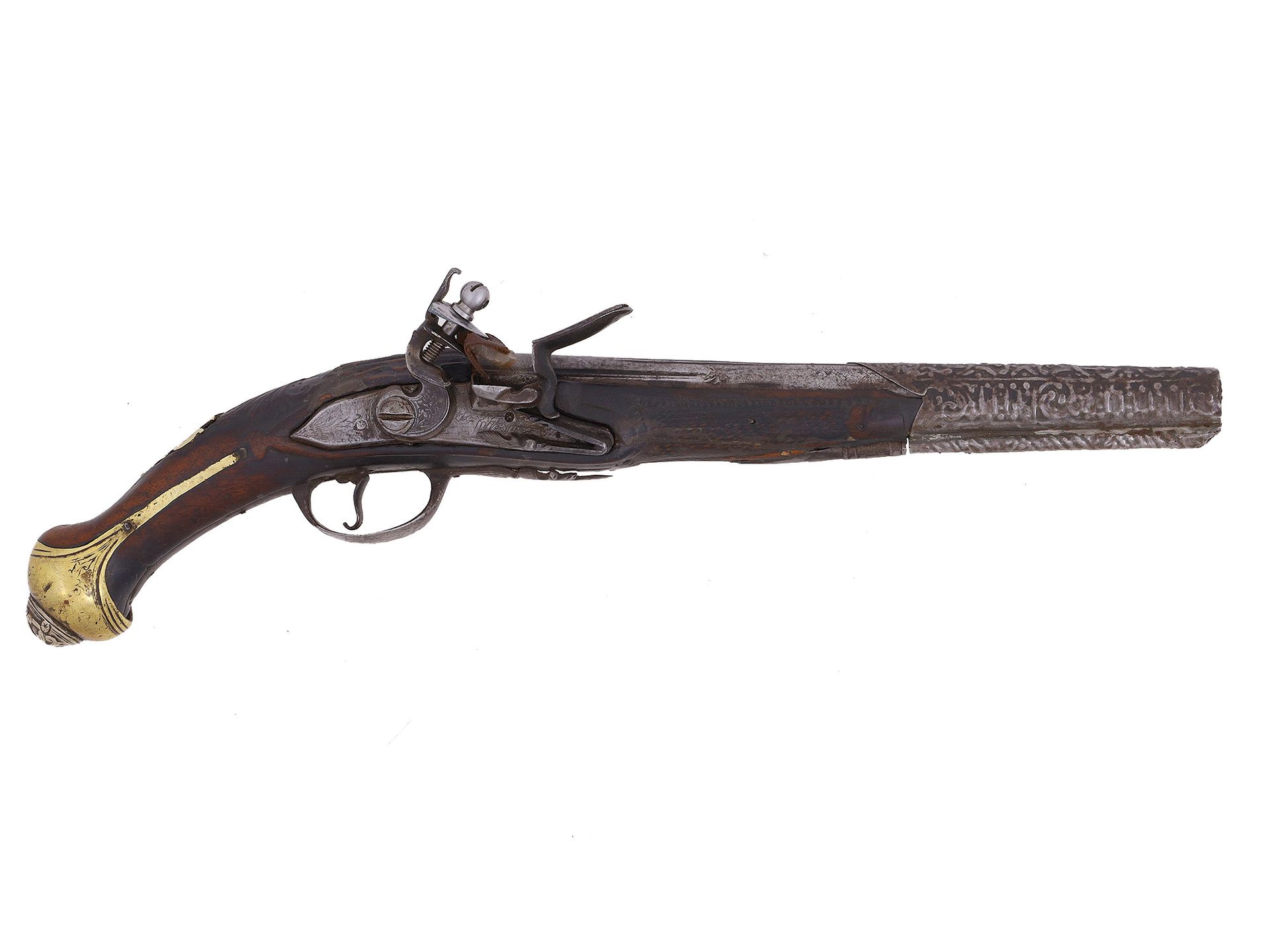 Null Pistolet turc à silex du début du XIXe siècle, doté de divers éléments déco&hellip;