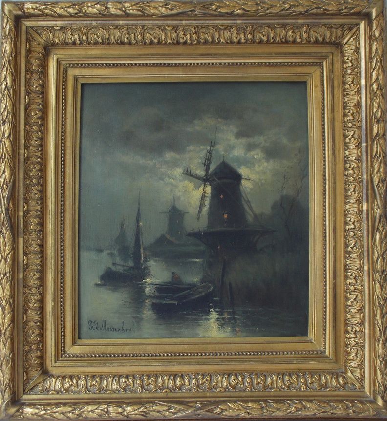 Null Dutch canal view. Canvas, 34 x 31.