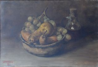 Null Still life with fruit. '81. Canvas, 30 x 44.