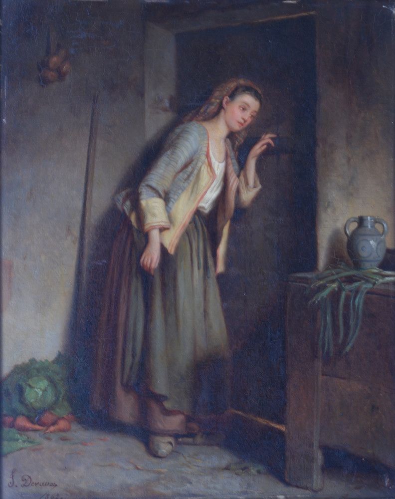 Null Shepherdess in barn. 1862. Panel, 40 x 32.