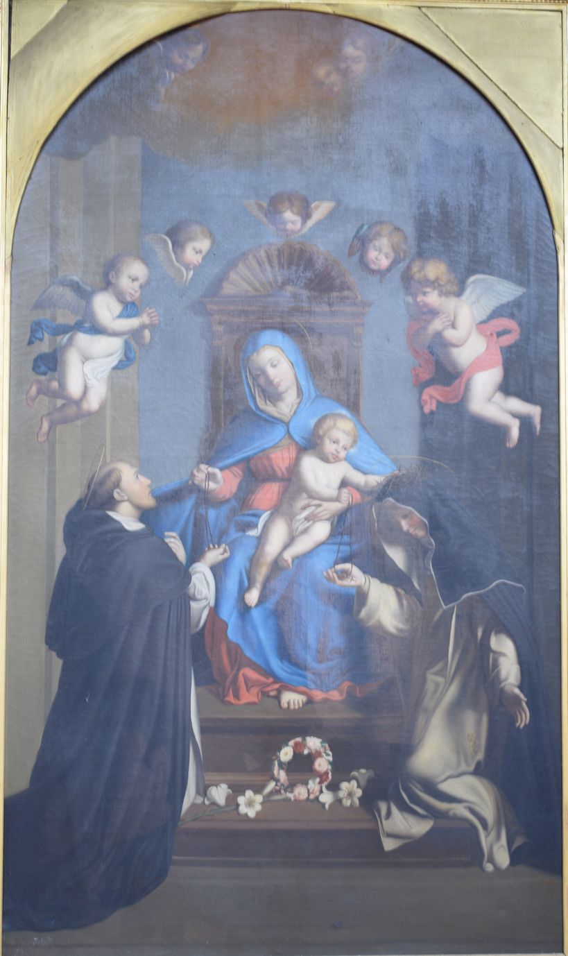 Null La Vierge et l'Enfant entourés d'anges。Toile, 194 x 113.