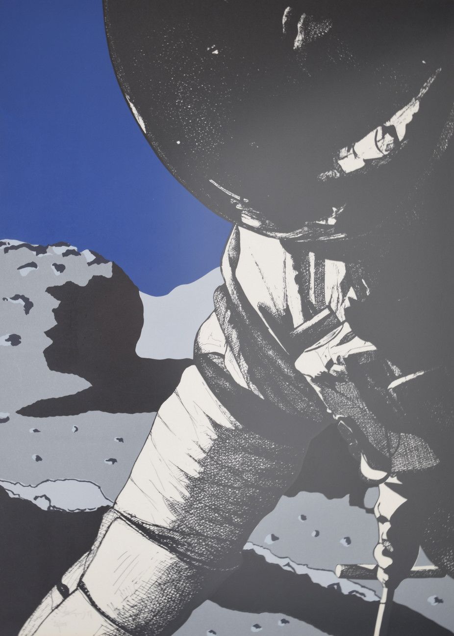 Null El hombre del espacio. 1987. Lithographie en couleurs, 26/100. Firmado.