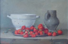 Null Still life with strawberries. Canvas, 29 x 44.