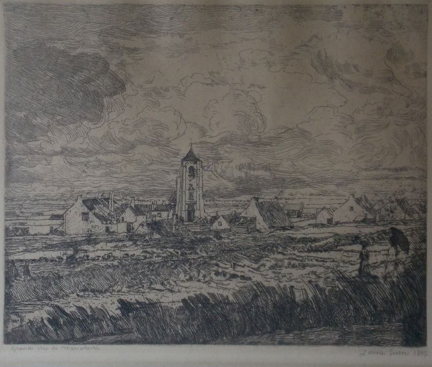 Null "Grande vue de Mariakerke". 1887. Eau-forte, firmado.