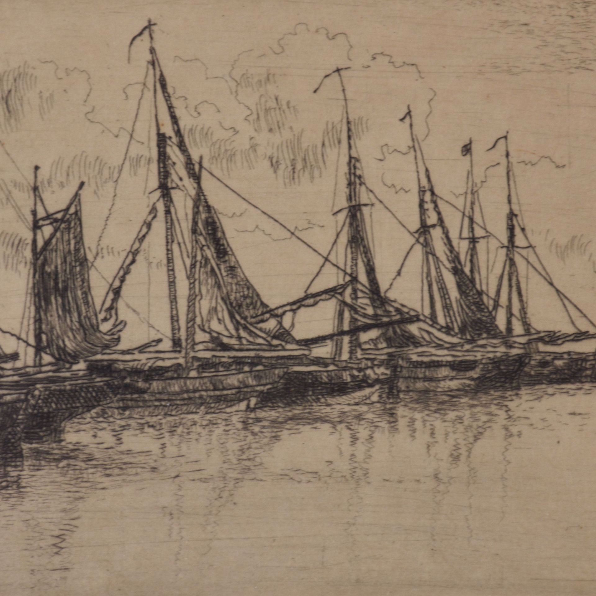 Ensor James 渔船。1894.蚀刻版画，已签名。