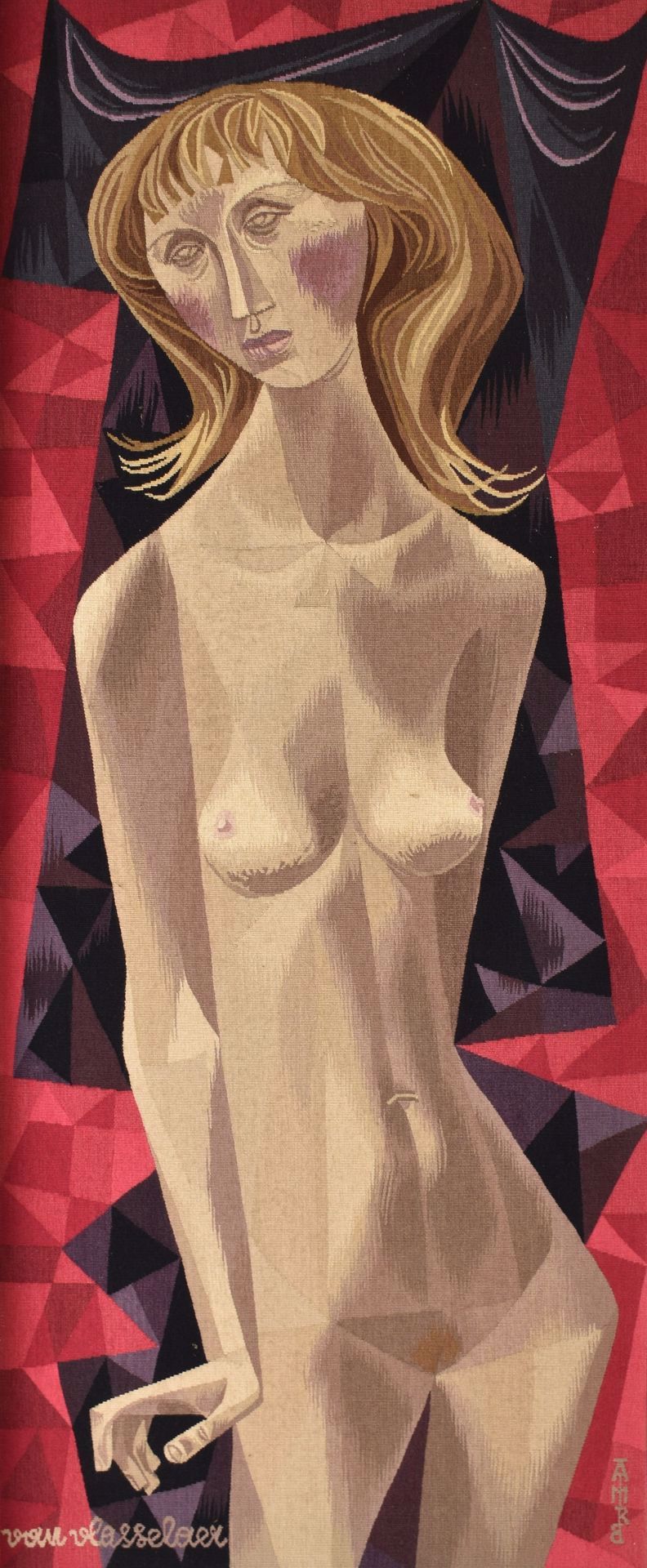 VAN VLASSELAER Desnudo. Tapiz, 126 x 53.