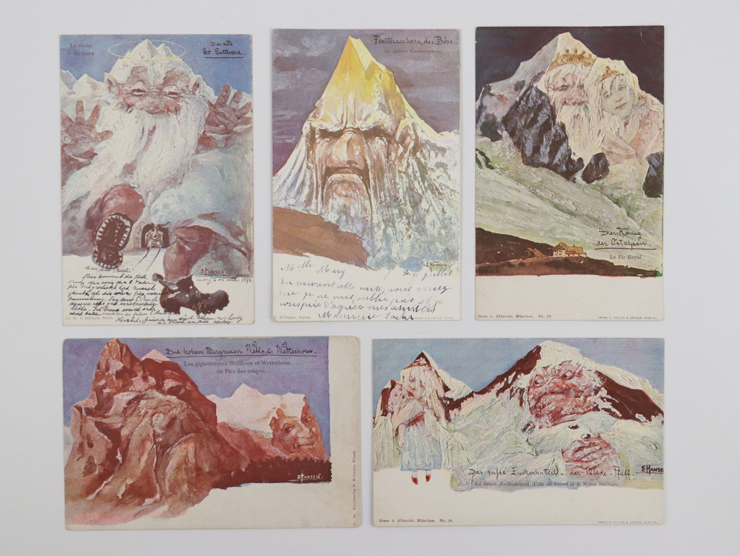 Null Cartes postales de montagne Emil Hansen/Nolde - 5 pièces, chromolithographi&hellip;