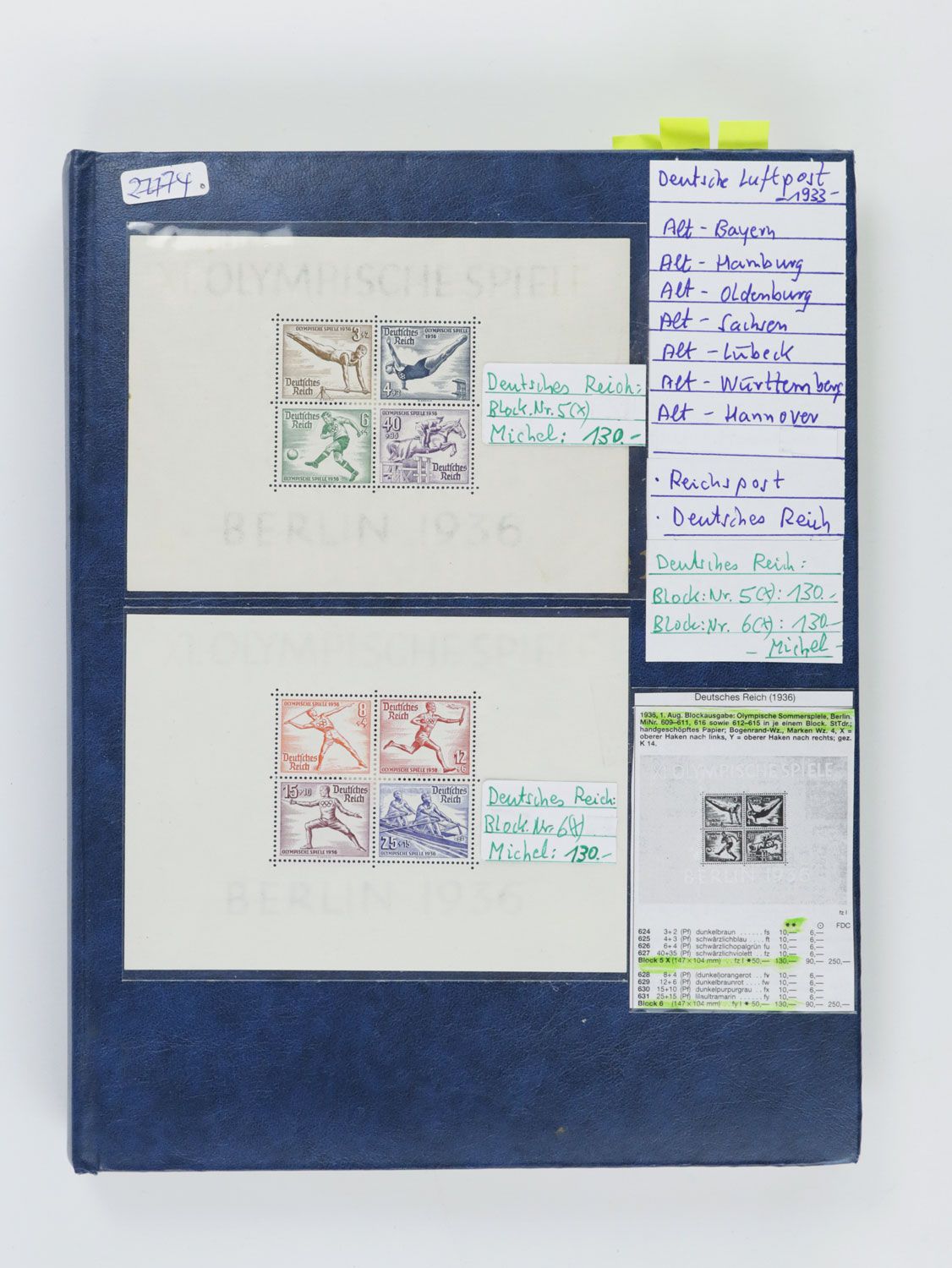 Null Album de timbres - album bleu à insérer, Deutsche Luftpost 1933, Reichspost&hellip;