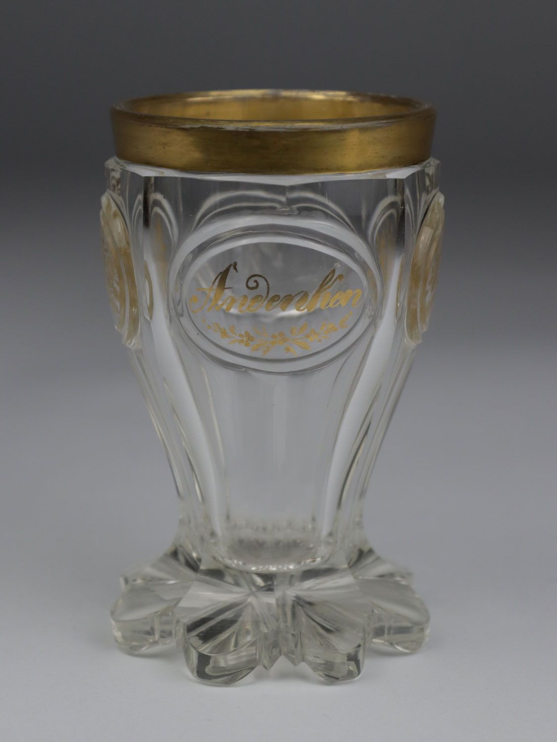 Null Gobelet souvenir - vers 1900, verre incolore, base polie à plusieurs passag&hellip;