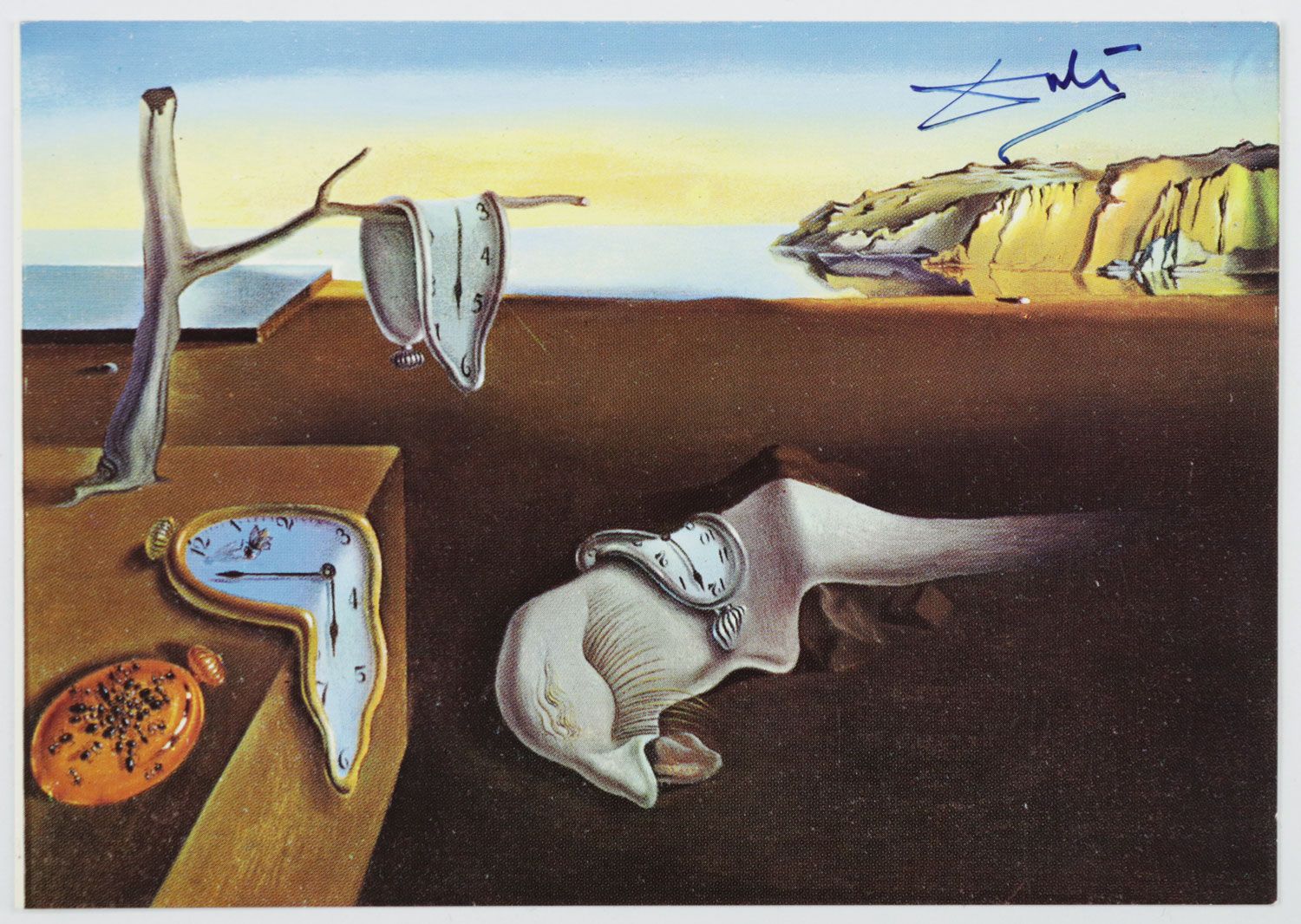 Null Autographe - Dali, Salvador (1904 - 1989), Carte postale "verrinnende Zeit"&hellip;
