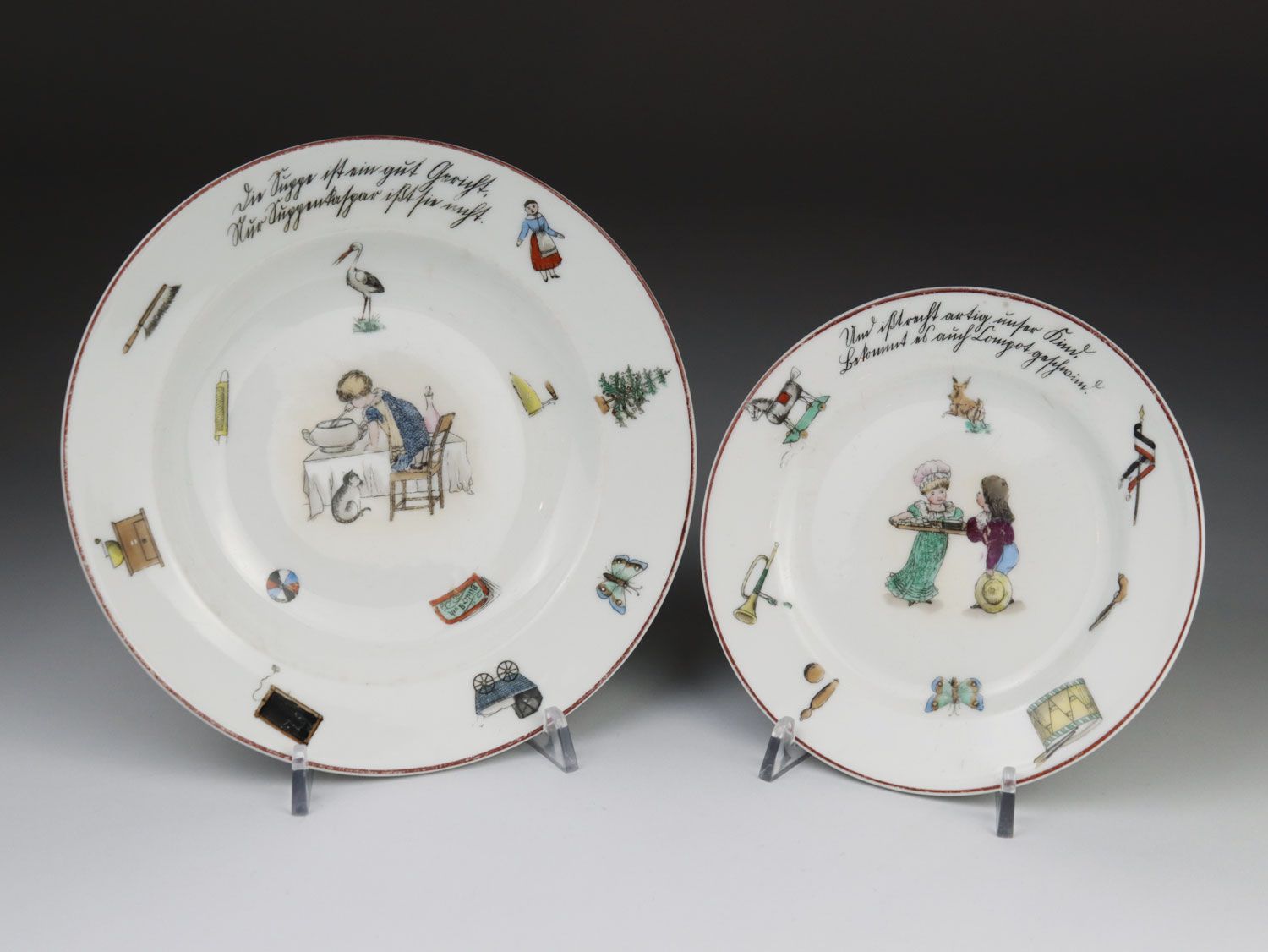 Null Children's plate - 2 pieces, small plate and soup plate, porcelain, with re&hellip;