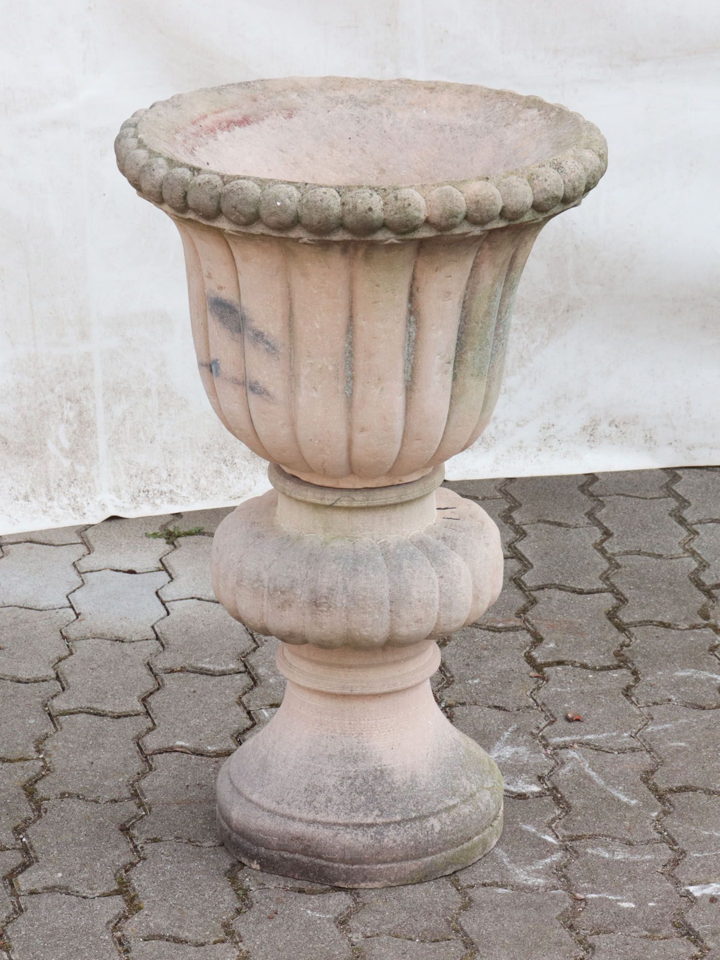 Null Vase de jardin - grès, pied rond, corps en forme de balustre, godroné, en f&hellip;