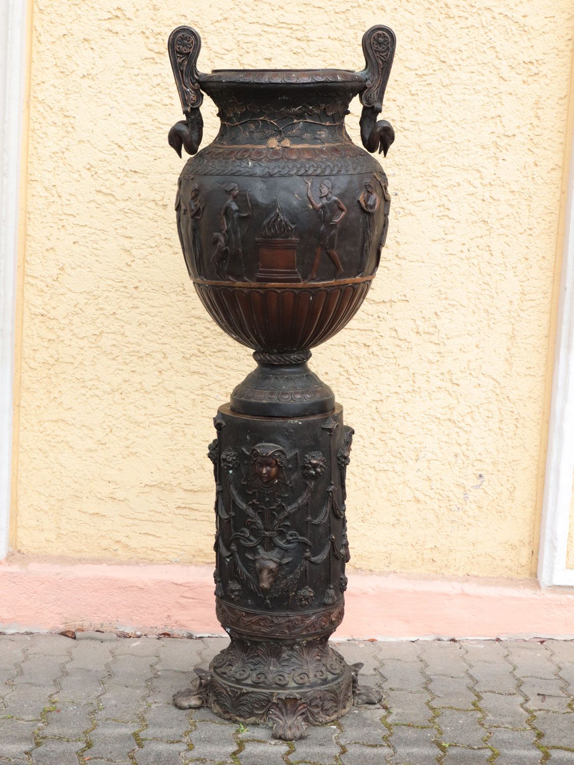 Null Vase de parc avec socle - bronze coulé, socle haut cylindrique, sur pieds g&hellip;