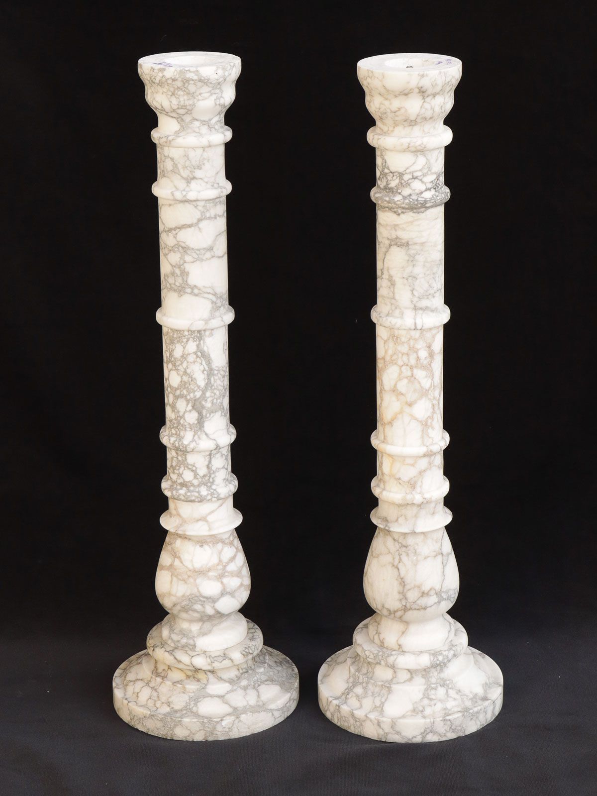 Null Colonnes de marbre - marbre blanc/gris, plinthe ronde, tige de colonne liss&hellip;