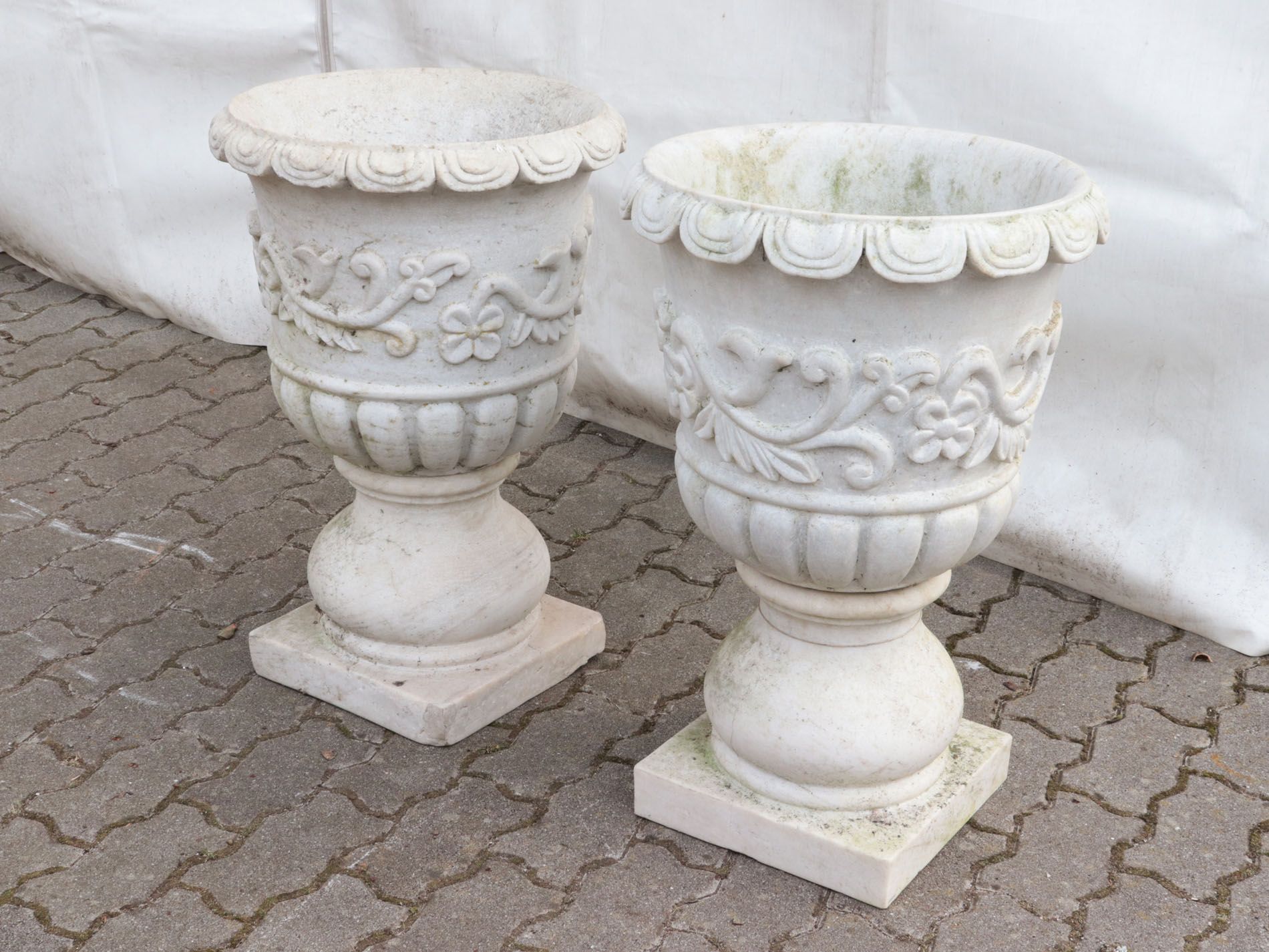 Null Vase de jardin - couple - marbre, plinthe carrée, pied rond bombé, corps en&hellip;