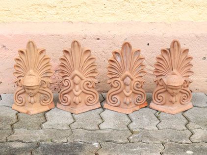 Null Pierres décoratives - quatre pièces - terre cuite, décor en relief, 2x déco&hellip;