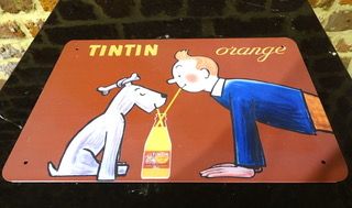 Tintin & Hergé Plaque vintage de "Tintin Orange". Créateur d'ambiance pour le mu&hellip;