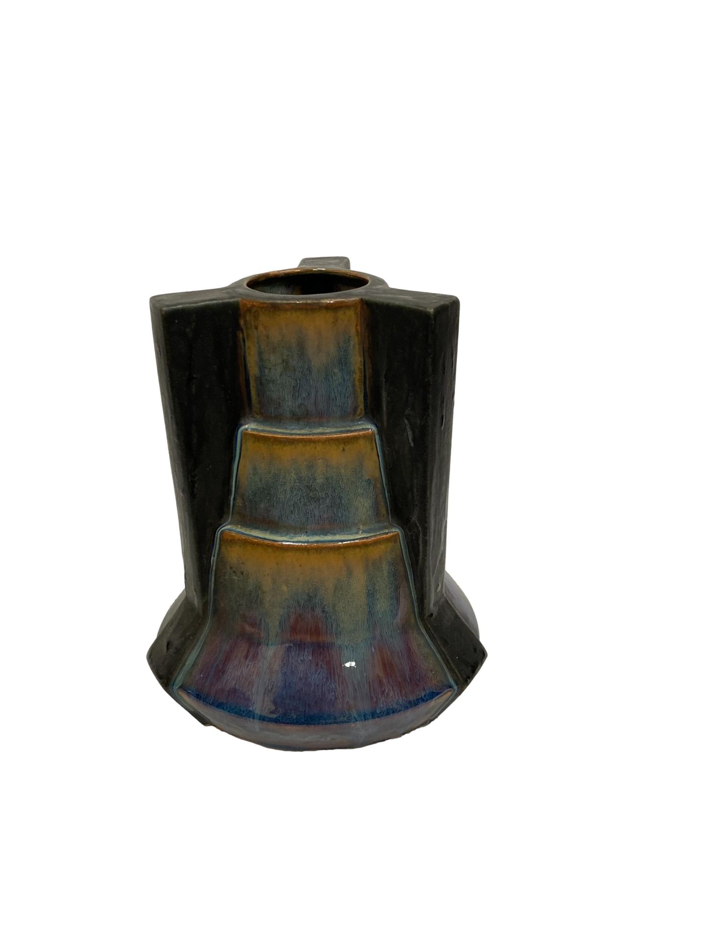 Null DENBAC 

Vase with a waterfall shape in glazed ceramic with brown coulure a&hellip;