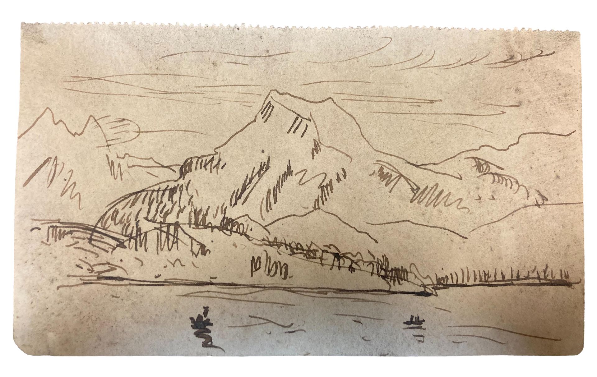Null 法国学校。19世纪

阿尔卑斯山的山。小卡兰和大卡兰

纸上水墨。草图表

6,5x14厘米