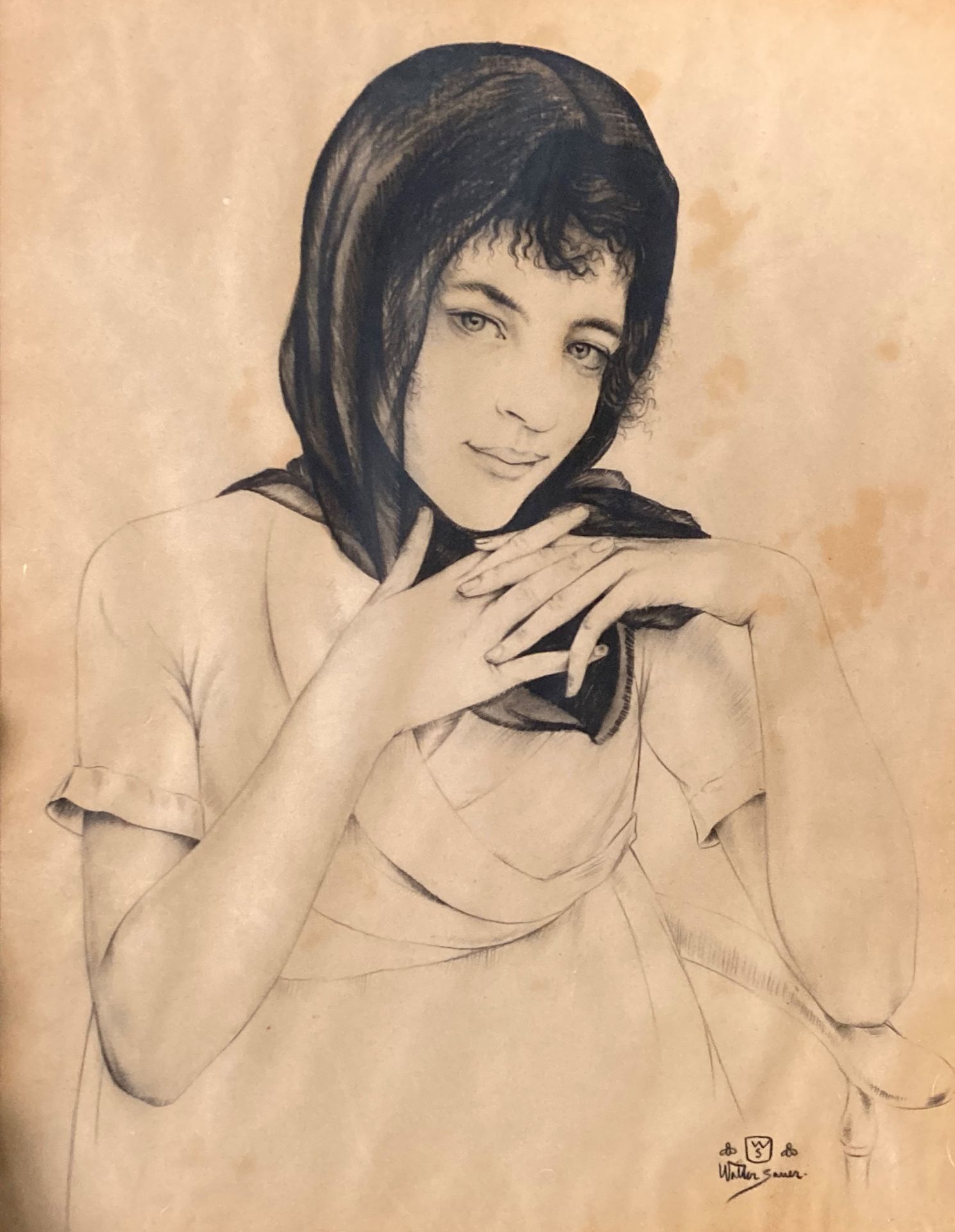 Null 沃尔特-索尔 (1889-1927)

带围巾的女人

木炭。右下方有签名

(Mottling)

40x31厘米