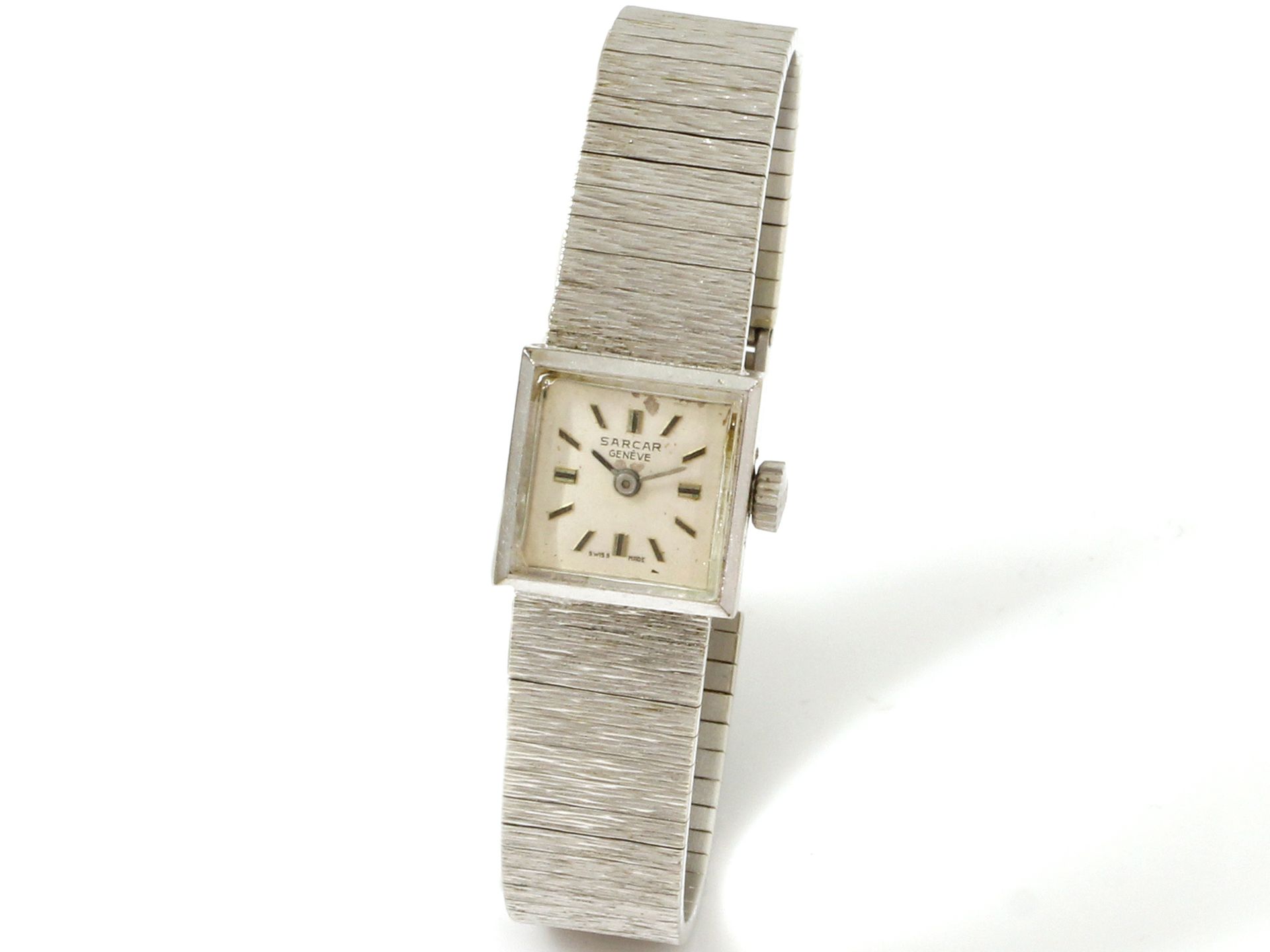 Null Bracelet watch of lady in white gold 750 thousandths of square form, silver&hellip;