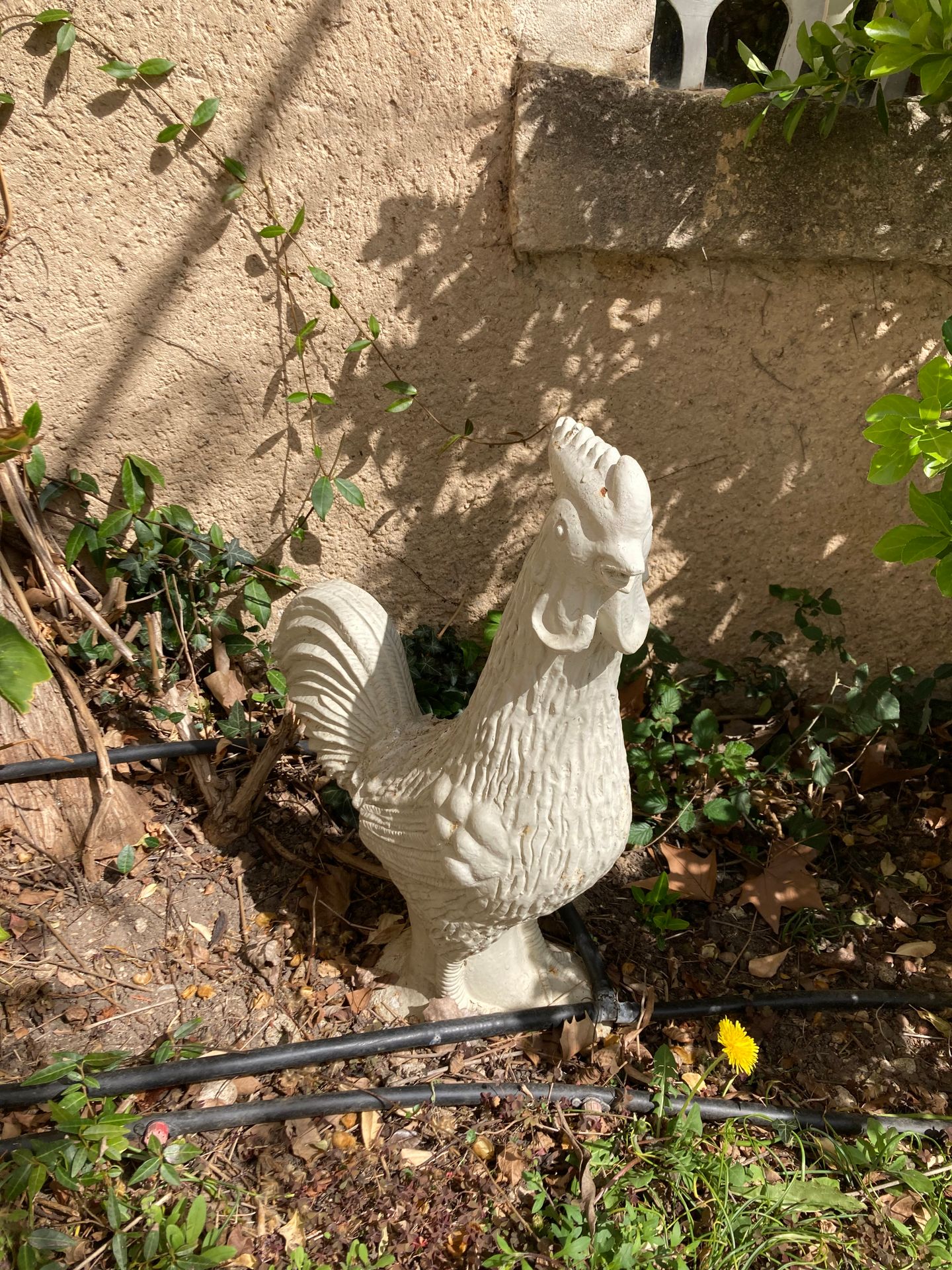 Null Weiß lackierter Hahn aus Gusseisen.
H, 54 cm
