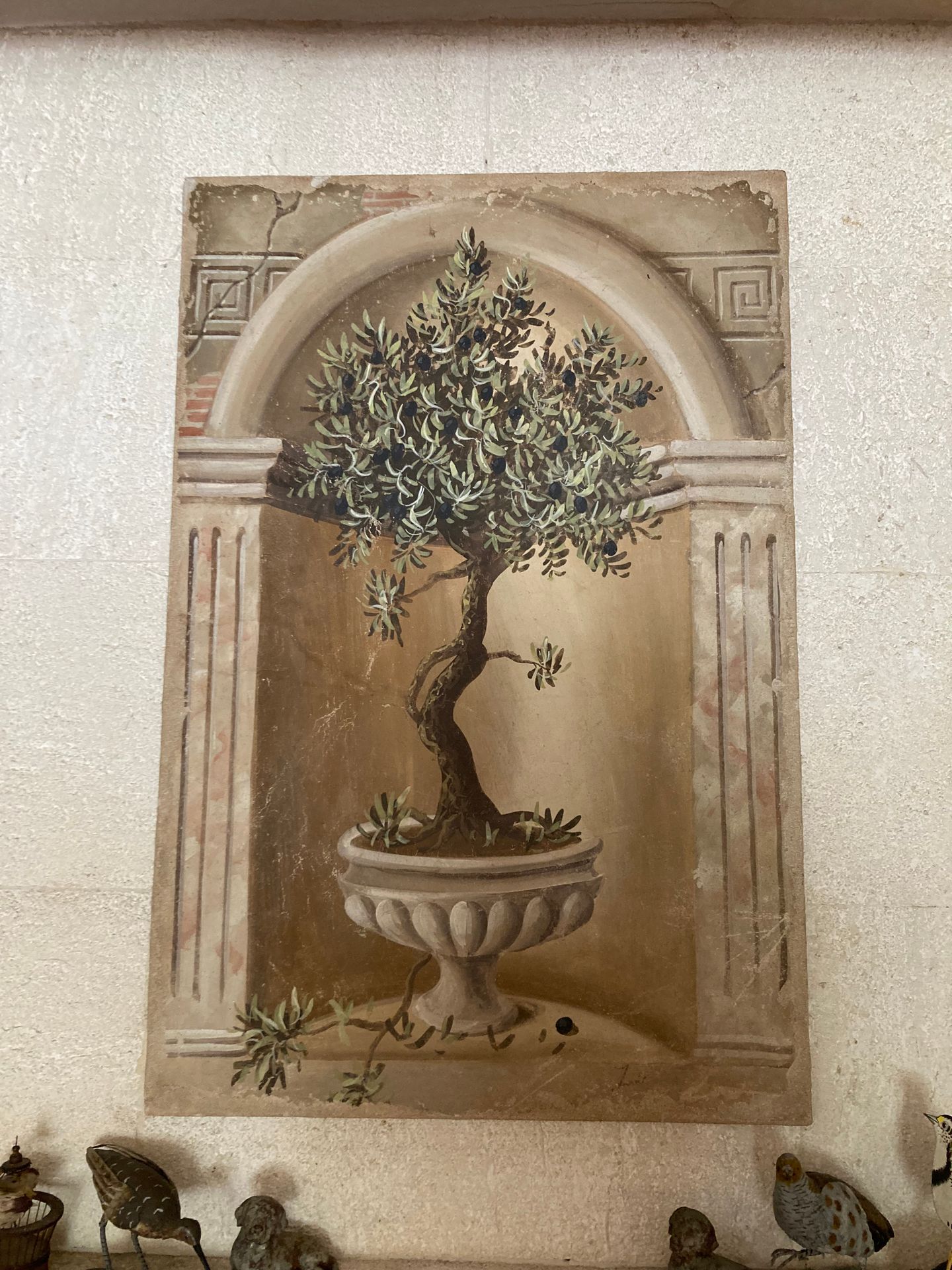 Null 法国学校。20世纪
带有壁龛中的橄榄树装饰的变形画
120x80厘米