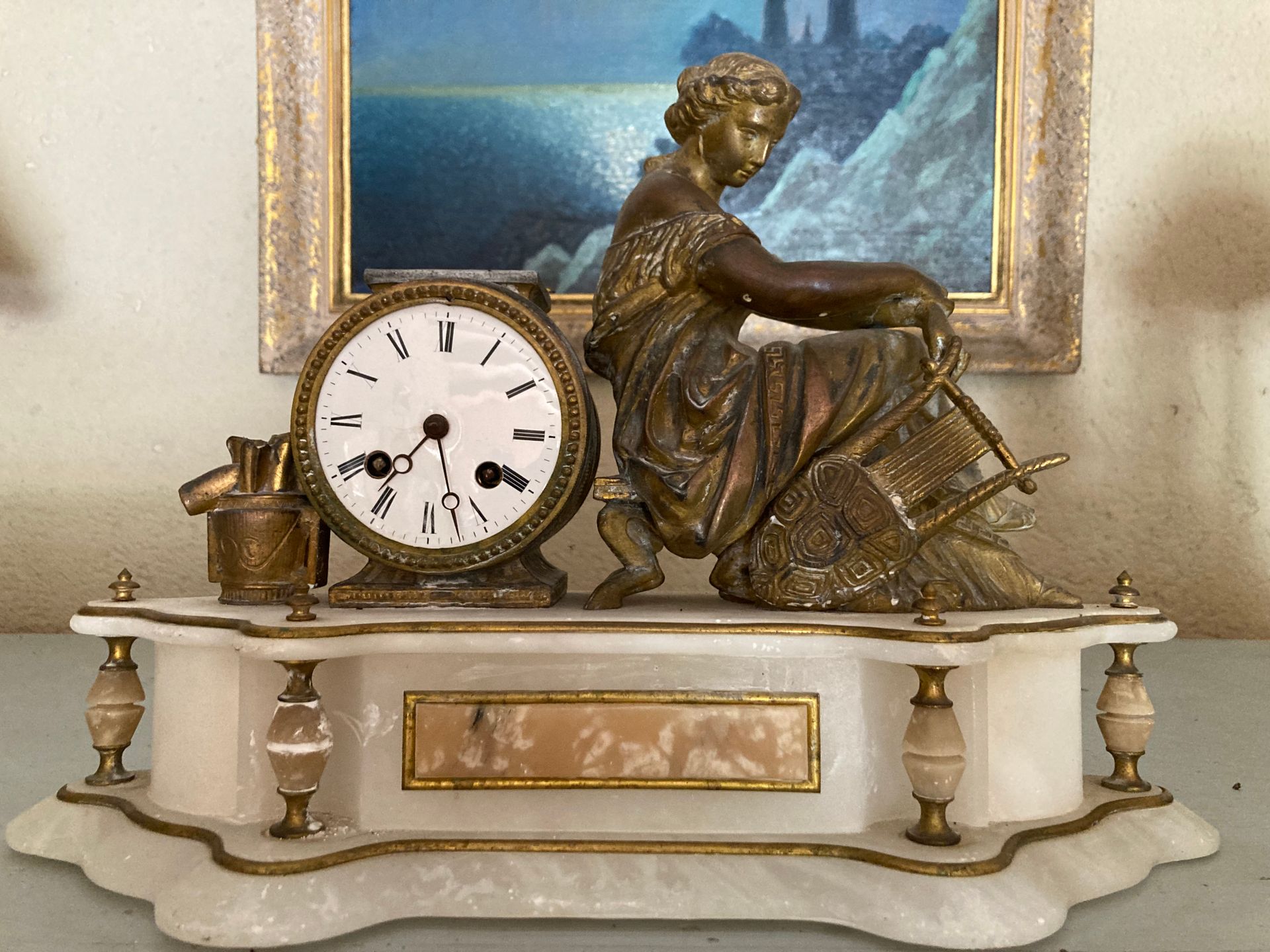 Null Alabaster and regule clock depicting the allegory of music
Late 19th centur&hellip;