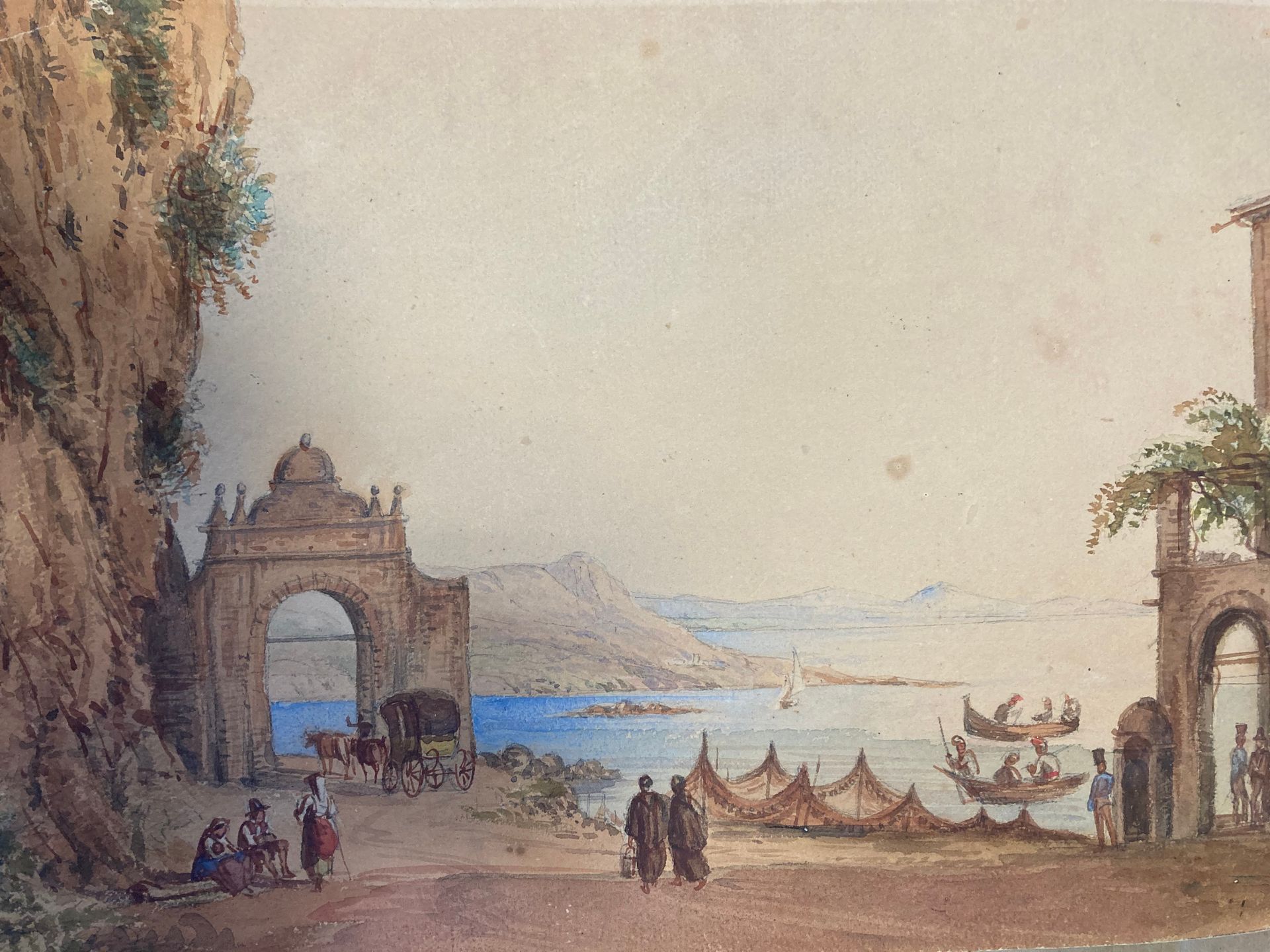 Null Ecole Italienne. XIXème siècle
Bord de mer
Aquarelle sur carton
24x37,5 cm