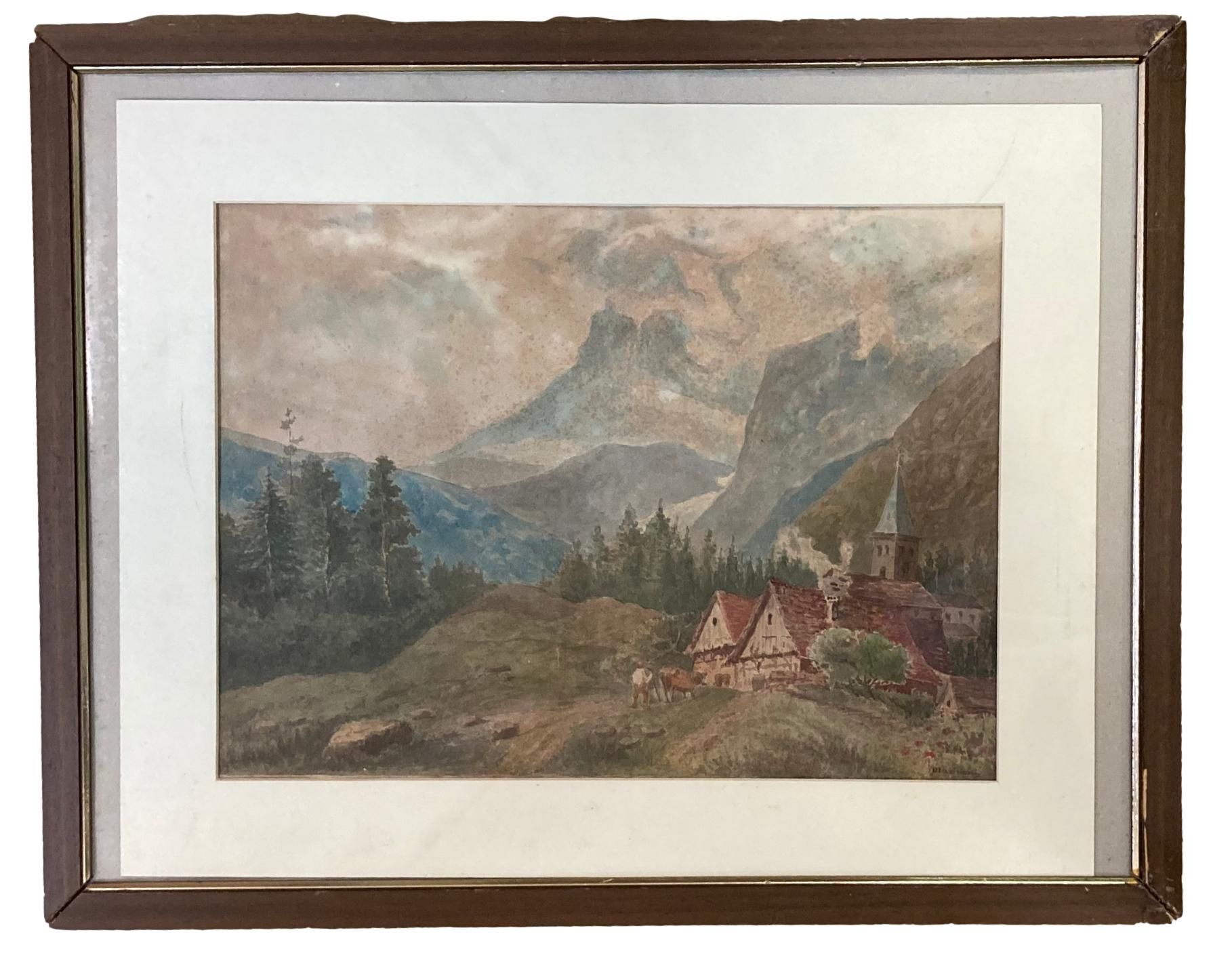 Null Ecole Suisse (XIX-Xxème siècle)
Vue du Mont Blanc depuis la vallée
Aquarell&hellip;