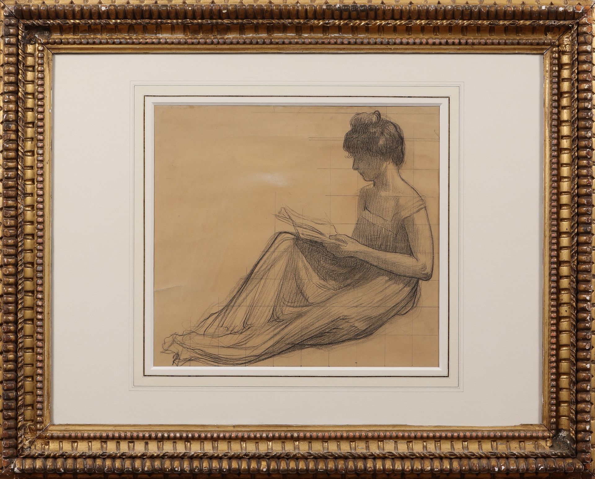 Continental Impressionist, C. 1890, A Woman Reading, Pencil on Paper Continental&hellip;