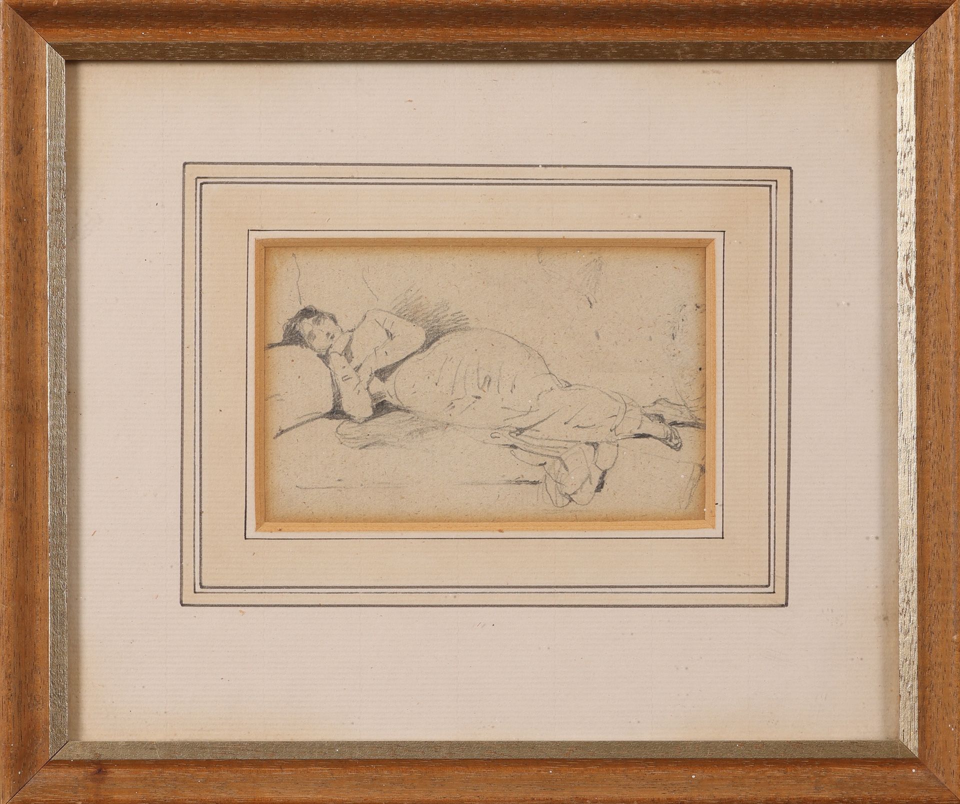 Circle of Manet (1832-1883), A Sleeping Woman, Black Pencil on Paper Círculo de &hellip;