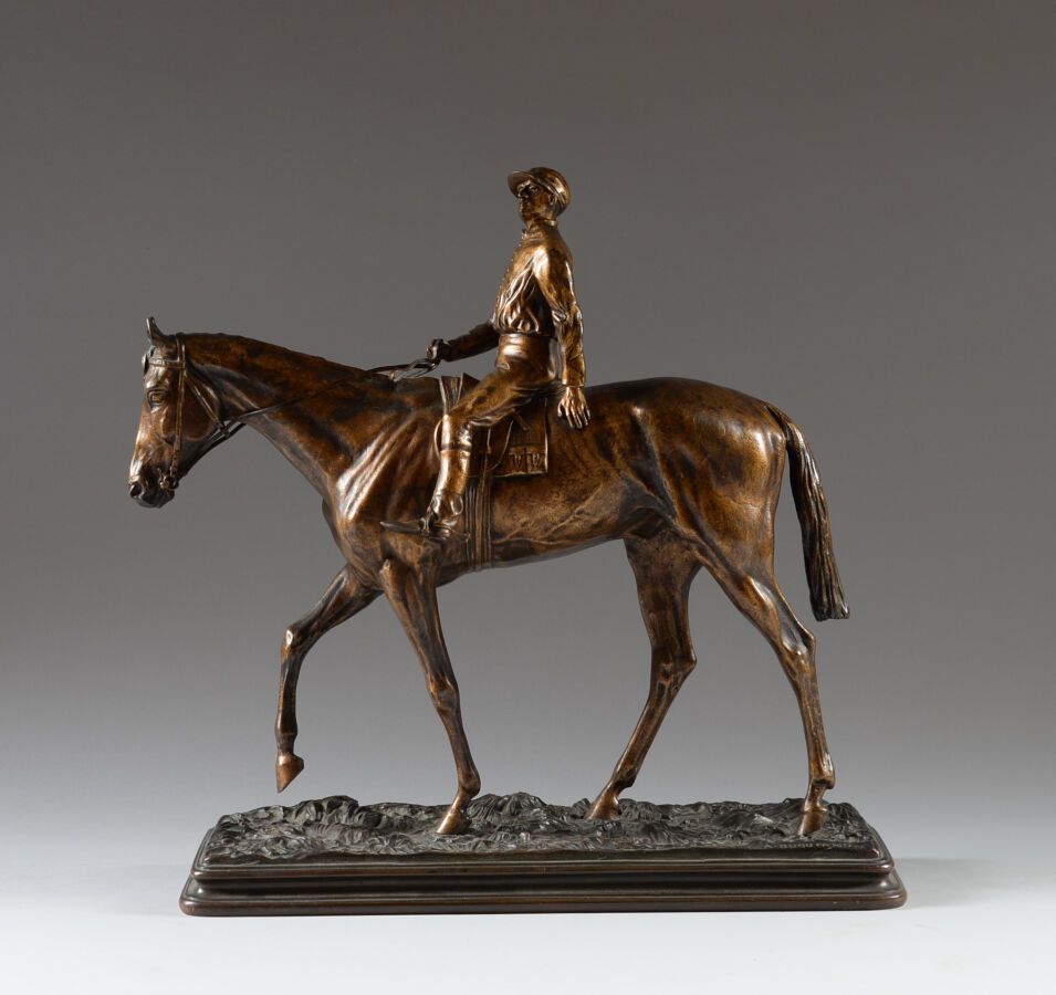Null 阿尔弗雷德-杜布坎德 (1828-1894)

骑师

带有棕色和金色铜锈的青铜，在露台上签名。

高42 - 长41厘米